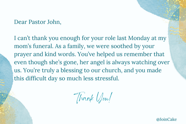 Sample Funeral Thank You Notes for a Pastor